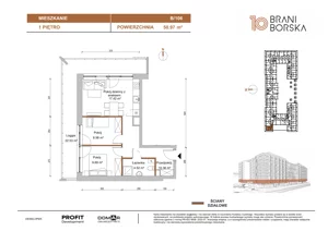 3 pokoje, mieszkanie 50,97 m², piętro 1, oferta nr BN10/B/106, Braniborska 10 , Wrocław, Stare Miasto, Śródmieście, ul. Braniborska 10