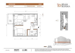 1 pokój, mieszkanie 34,52 m², piętro 2, oferta nr BN10/B/203, Braniborska 10 , Wrocław, Stare Miasto, Śródmieście, ul. Braniborska 10
