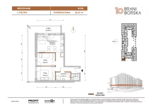 3 pokoje, mieszkanie 50,97 m², piętro 2, oferta nr BN10/B/206, Braniborska 10 , Wrocław, Stare Miasto, Śródmieście, ul. Braniborska 10