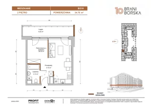 1 pokój, mieszkanie 34,76 m², piętro 2, oferta nr BN10/B/210, Braniborska 10 , Wrocław, Stare Miasto, Śródmieście, ul. Braniborska 10