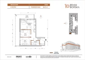 3 pokoje, mieszkanie 50,97 m², piętro 6, oferta nr BN10/B/606, Braniborska 10 , Wrocław, Stare Miasto, Śródmieście, ul. Braniborska 10