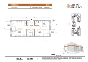 3 pokoje, mieszkanie 64,83 m², piętro 6, oferta nr BN10/B/611, Braniborska 10 , Wrocław, Stare Miasto, Śródmieście, ul. Braniborska 10