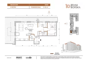 2 pokoje, mieszkanie 71,35 m², piętro 9, oferta nr BN10/B/906, Braniborska 10 , Wrocław, Stare Miasto, Śródmieście, ul. Braniborska 10