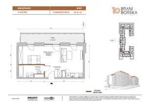 1 pokój, mieszkanie 38,44 m², piętro 9, oferta nr BN10/B/907, Braniborska 10 , Wrocław, Stare Miasto, Śródmieście, ul. Braniborska 10
