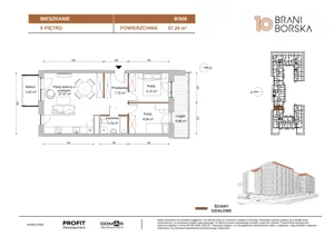 3 pokoje, mieszkanie 57,24 m², piętro 9, oferta nr BN10/B/908, Braniborska 10 , Wrocław, Stare Miasto, Śródmieście, ul. Braniborska 10