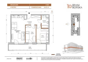 3 pokoje, mieszkanie 53,67 m², piętro 4, oferta nr BN10/C/404, Braniborska 10 , Wrocław, Stare Miasto, Śródmieście, ul. Braniborska 10