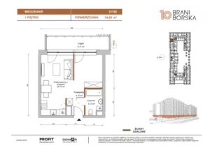 1 pokój, mieszkanie 34,95 m², piętro 1, oferta nr BN10/D/106, Braniborska 10 , Wrocław, Stare Miasto, Śródmieście, ul. Braniborska 10