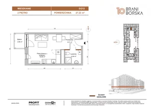 1 pokój, mieszkanie 27,23 m², piętro 2, oferta nr BN10/D/212, Braniborska 10 , Wrocław, Stare Miasto, Śródmieście, ul. Braniborska 10