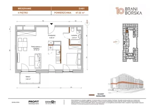 1 pokój, mieszkanie 47,55 m², piętro 4, oferta nr BN10/D/401, Braniborska 10 , Wrocław, Stare Miasto, Śródmieście, ul. Braniborska 10