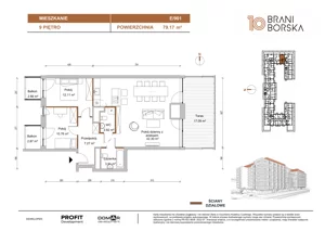 3 pokoje, mieszkanie 79,17 m², piętro 9, oferta nr BN10/E/901, Braniborska 10 , Wrocław, Stare Miasto, Śródmieście, ul. Braniborska 10