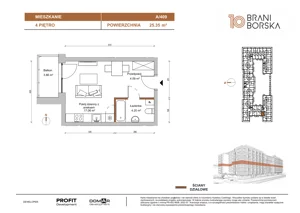 1 pokój, mieszkanie 25,35 m², piętro 4, oferta nr BN10/A/409, Braniborska 10 , Wrocław, Stare Miasto, Śródmieście, ul. Braniborska 10