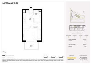 1 pokój, mieszkanie 27,86 m², piętro 3, oferta nr B71, Witosa Park, Poznań, Winiary, Winiary, ul. Piątkowska 165 A-B
