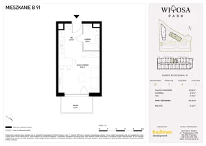 1 pokój, mieszkanie 27,75 m², piętro 4, oferta nr B91, Witosa Park, Poznań, Winiary, Winiary, ul. Piątkowska 165 A-B