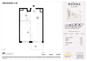 2 pokoje, mieszkanie 39,33 m², piętro 2, oferta nr A38, Witosa Park, Poznań, Winiary, Winiary, ul. Piątkowska 165 A-B