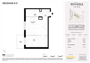 2 pokoje, mieszkanie 44,04 m², piętro 1, oferta nr B21, Witosa Park, Poznań, Winiary, Winiary, ul. Piątkowska 165 A-B