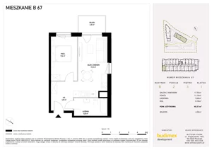 2 pokoje, mieszkanie 40,37 m², piętro 3, oferta nr B67, Witosa Park, Poznań, Winiary, Winiary, ul. Piątkowska 165 A-B