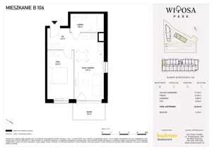 2 pokoje, mieszkanie 41,64 m², piętro 5, oferta nr B106, Witosa Park, Poznań, Winiary, Winiary, ul. Piątkowska 165 A-B
