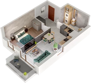 2 pokoje, mieszkanie 41,64 m², piętro 5, oferta nr B106, Witosa Park, Poznań, Winiary, Winiary, ul. Piątkowska 165 A-B