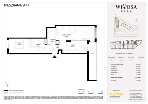 3 pokoje, mieszkanie 67,15 m², piętro 4, oferta nr A14, Witosa Park, Poznań, Winiary, Winiary, ul. Piątkowska 165 A-B