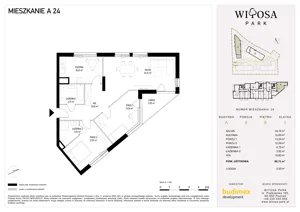 3 pokoje, mieszkanie 80,71 m², piętro 8, oferta nr A24, Witosa Park, Poznań, Winiary, Winiary, ul. Piątkowska 165 A-B
