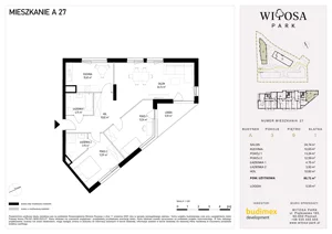 3 pokoje, mieszkanie 80,71 m², piętro 9, oferta nr A27, Witosa Park, Poznań, Winiary, Winiary, ul. Piątkowska 165 A-B