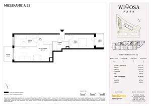 3 pokoje, mieszkanie 61,00 m², piętro 1, oferta nr A33, Witosa Park, Poznań, Winiary, Winiary, ul. Piątkowska 165 A-B