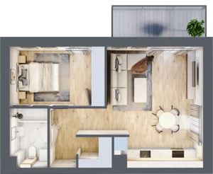 2 pokoje, mieszkanie 44,79 m², piętro 1, oferta nr M07, Villa Terra, Polanica-Zdrój, ul. Mickiewicza 2C