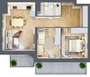 3 pokoje, mieszkanie 59,71 m², piętro 1, oferta nr E8, DA-KO Apartamenty, Gorzów Wielkopolski, ul. Żelazna