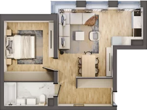 2 pokoje, mieszkanie 42,13 m², piętro 3, oferta nr E18, DA-KO Apartamenty, Gorzów Wielkopolski, ul. Żelazna