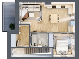 2 pokoje, mieszkanie 42,49 m², piętro 1, oferta nr M4, Osiedle Zacisze Nagawczyna, Nagawczyna, Nagawczyna