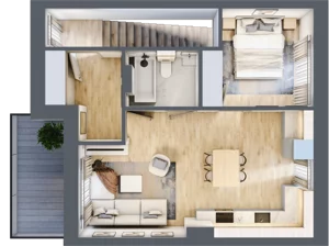 2 pokoje, mieszkanie 42,49 m², piętro 1, oferta nr M6, Osiedle Zacisze Nagawczyna, Nagawczyna, Nagawczyna