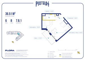 1 pokój, mieszkanie 36,51 m², piętro 6, oferta nr 7.B.1, Piotra 4, Gdynia, Śródmieście, ul. Św. Piotra 4