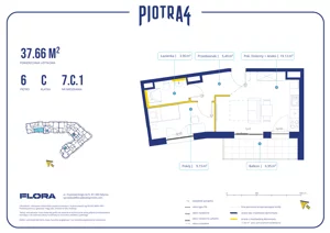 2 pokoje, mieszkanie 37,66 m², piętro 6, oferta nr 7.C.1, Piotra 4, Gdynia, Śródmieście, ul. Św. Piotra 4