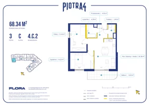 3 pokoje, mieszkanie 68,34 m², piętro 3, oferta nr 4.C.2, Piotra 4, Gdynia, Śródmieście, ul. Św. Piotra 4