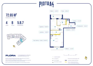 3 pokoje, mieszkanie 72,65 m², piętro 4, oferta nr 5.B.7, Piotra 4, Gdynia, Śródmieście, ul. Św. Piotra 4