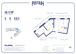 3 pokoje, mieszkanie 56,12 m², piętro 5, oferta nr 6.B.3, Piotra 4, Gdynia, Śródmieście, ul. Św. Piotra 4