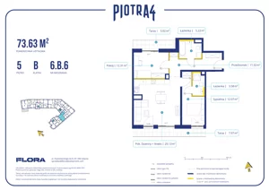 3 pokoje, mieszkanie 73,63 m², piętro 5, oferta nr 6.B.6, Piotra 4, Gdynia, Śródmieście, ul. Św. Piotra 4