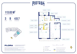 4 pokoje, mieszkanie 113,03 m², piętro 3, oferta nr 4.B.7, Piotra 4, Gdynia, Śródmieście, ul. Św. Piotra 4