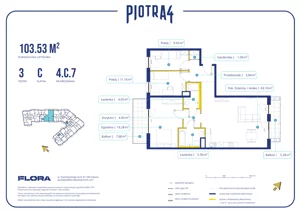 4 pokoje, mieszkanie 103,53 m², piętro 3, oferta nr 4.C.7, Piotra 4, Gdynia, Śródmieście, ul. Św. Piotra 4