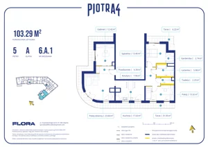 4 pokoje, mieszkanie 103,29 m², piętro 5, oferta nr 6.A.1, Piotra 4, Gdynia, Śródmieście, ul. Św. Piotra 4
