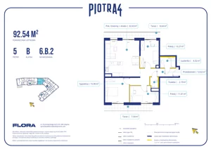 4 pokoje, mieszkanie 92,54 m², piętro 5, oferta nr 6.B.2, Piotra 4, Gdynia, Śródmieście, ul. Św. Piotra 4