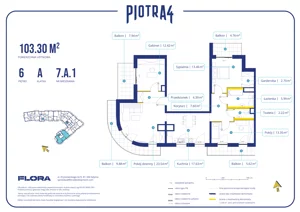 4 pokoje, mieszkanie 103,30 m², piętro 6, oferta nr 7.A.1, Piotra 4, Gdynia, Śródmieście, ul. Św. Piotra 4