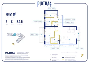 4 pokoje, mieszkanie 79,51 m², piętro 7, oferta nr 8.C.5, Piotra 4, Gdynia, Śródmieście, ul. Św. Piotra 4