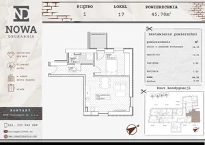 2 pokoje, mieszkanie 45,70 m², piętro 1, oferta nr M17, Nowa Drukarnia, Stargard, ul. Andersa 3