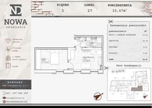 2 pokoje, mieszkanie 32,67 m², piętro 2, oferta nr M27, Nowa Drukarnia, Stargard, ul. Andersa 3