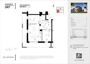 3 pokoje, mieszkanie 60,18 m², piętro 1, oferta nr K7, Osiedle Dębowy Park - budynek K, Siemianowice Śląskie, Bytków, ul. Oświęcimska 7a