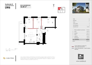 4 pokoje, mieszkanie 56,00 m², piętro 1, oferta nr K6, Osiedle Dębowy Park - budynek K, Siemianowice Śląskie, Bytków, ul. Oświęcimska 7a