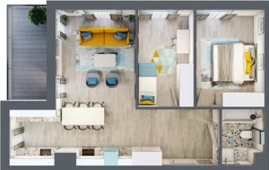 3 pokoje, mieszkanie 62,90 m², piętro 1, oferta nr D.1.3, Osiedle Nowa Dąbrowa, Dąbrowa Górnicza, Gołonóg, ul. Graniczna 14