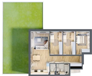 4 pokoje, mieszkanie 76,93 m², parter, oferta nr 1/1, Eko Wawer, Warszawa, Wawer, Zerzeń, ul. Chodzieska