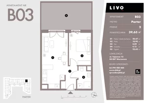 2 pokoje, mieszkanie 39,25 m², parter, oferta nr F04, Livo, Warszawa, Białołęka, Grodzisk, ul. Tajemna 12